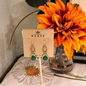 NWT Barse Genuine Stones  Mali Green Onyx and Bronze Earrings #BJER